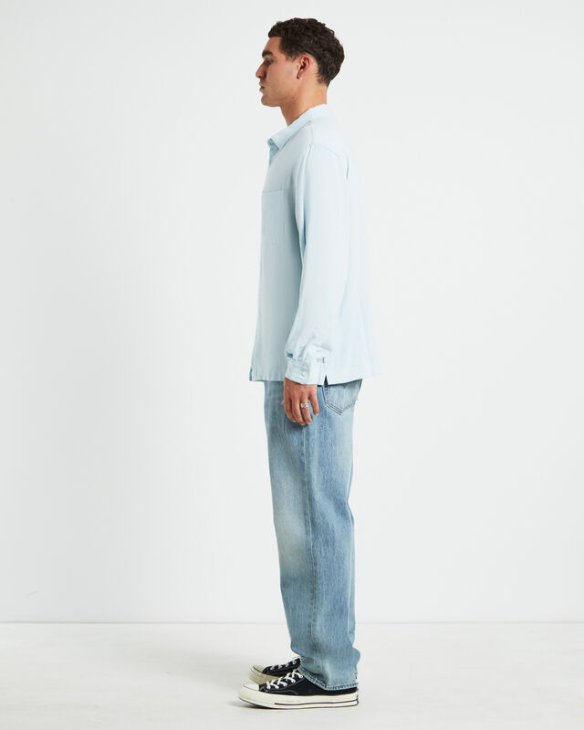 Harrison Linen Long Sleeve Shirt in Sky Blue, hi-res image number null