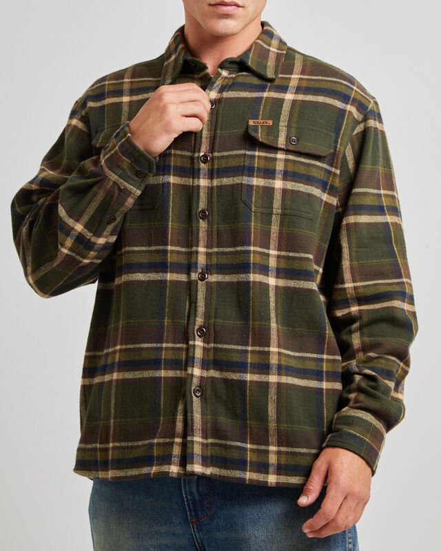 Trailer Check Long Sleeve Shirt Faded Army, hi-res image number null
