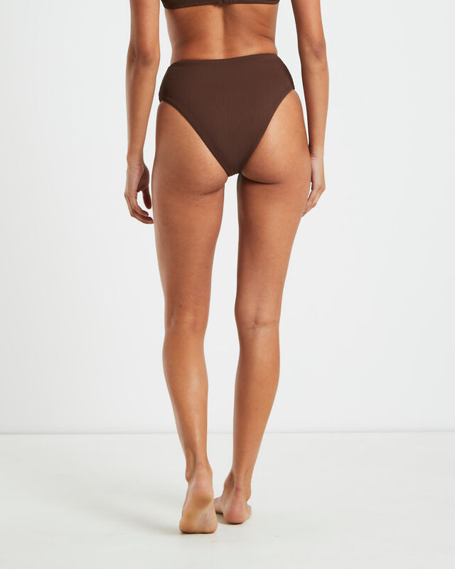Rib High Waisted Bottoms in Chocolate Brown, hi-res image number null