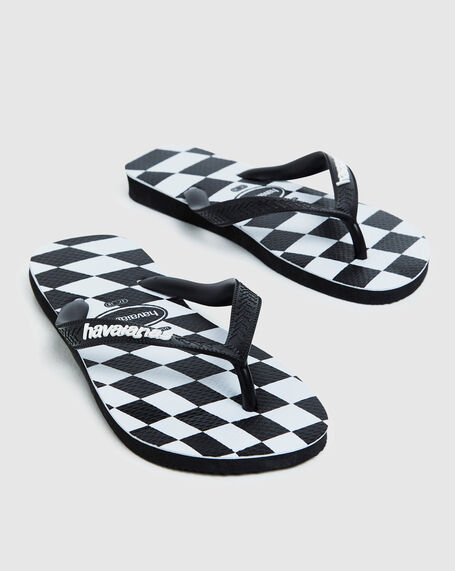 Top Distorted Check Thongs Black/White