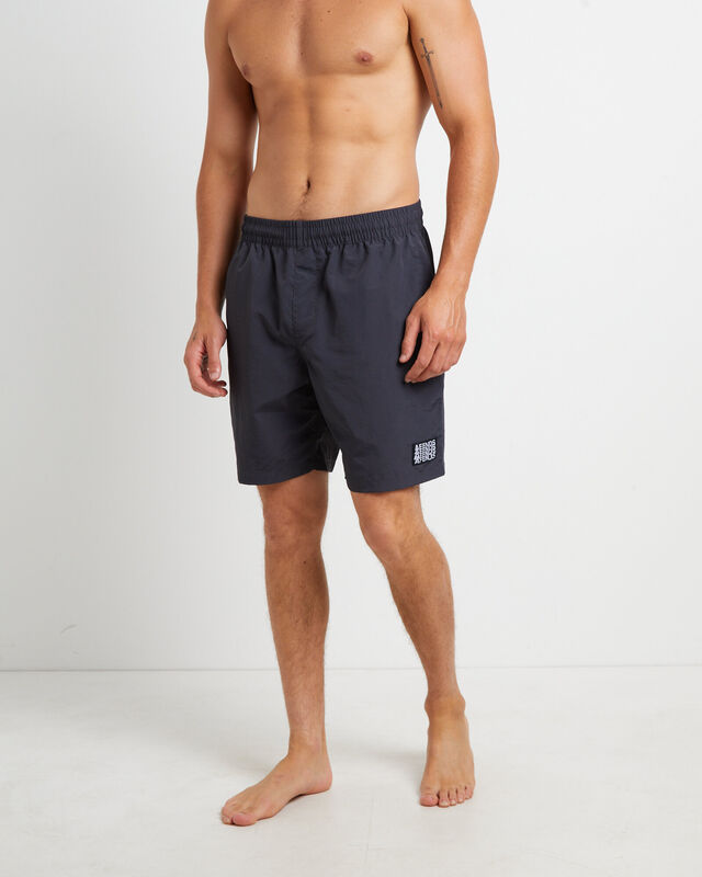 Surf Related Hemp Fixed Waist Swim Shorts in Black, hi-res image number null