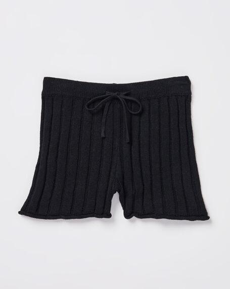 Teen Girls Bambi Knit Shorts in Black
