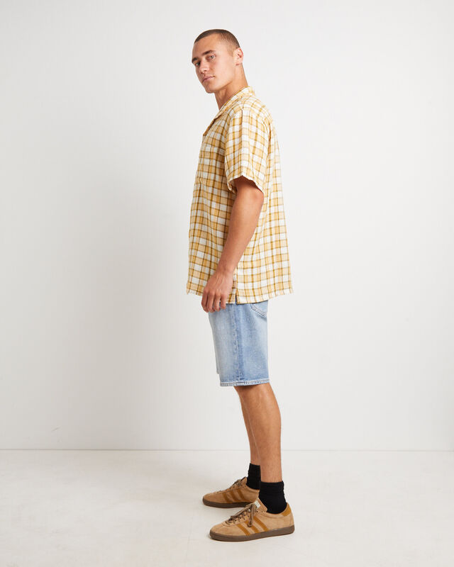 The Sunset Camp Short Sleeve Shirt in Bill Plaid Curry, hi-res image number null