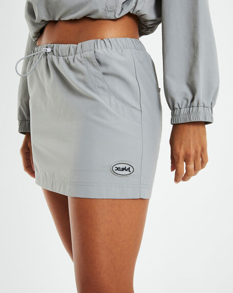 Nylon Mini Skirt Grey