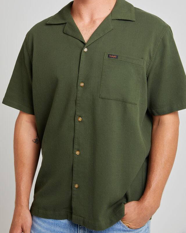 Resort Waffle Short Sleeve Shirt Forest Green, hi-res image number null