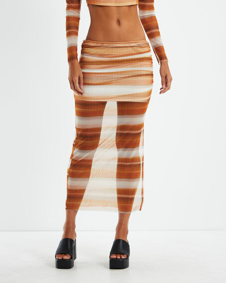 Saskia Sunset Stripe Mesh Skirt Assorted