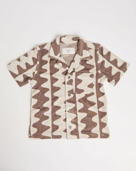 Boys Waves Terry Shirt in Mud