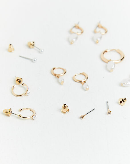 Frankie Pearl Earrings Pack Gold