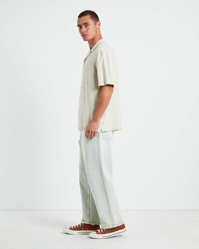 Harrison Linen Short Sleeve Resort Shirt in Natural, hi-res image number null