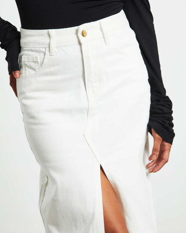 Nila Midi Denim Skirt in White, hi-res image number null