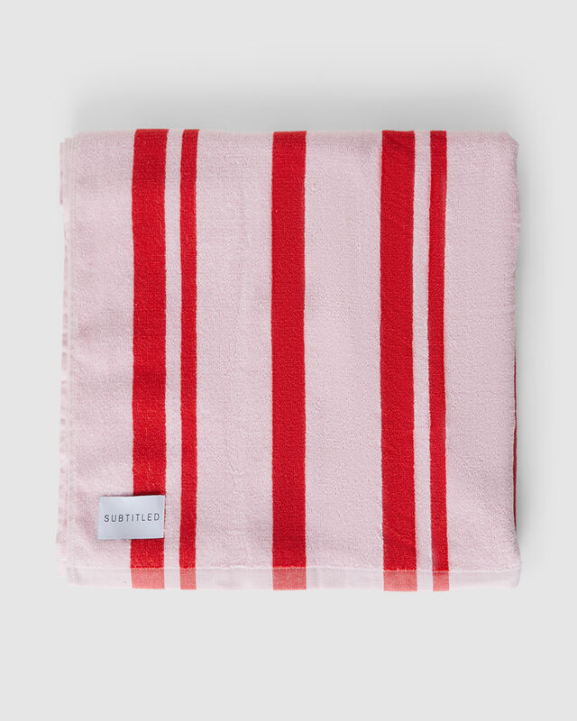 On Vacay Stripe Beach Towel in Pink, hi-res image number null