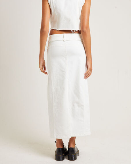 Billy Denim Maxi Skirt Vintage White