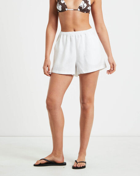 Tide Linen Shorts in White