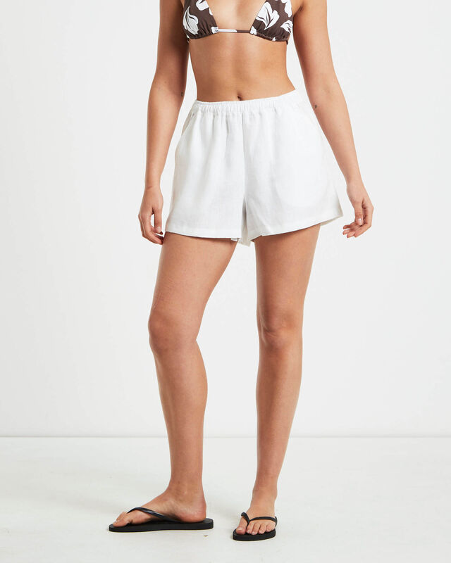 Tide Linen Shorts in White, hi-res image number null