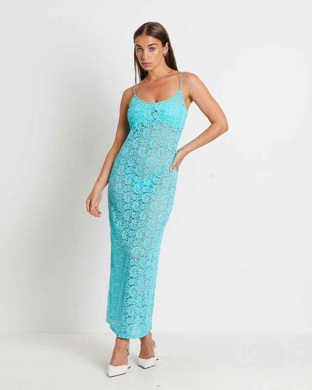 Zayla Lace Maxi Dress in Aqua Blue, hi-res image number null
