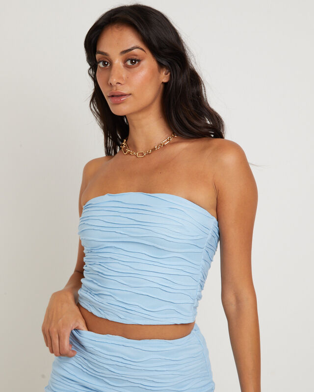 Cleo Crinkle Tube Top in Baby Blue, hi-res image number null