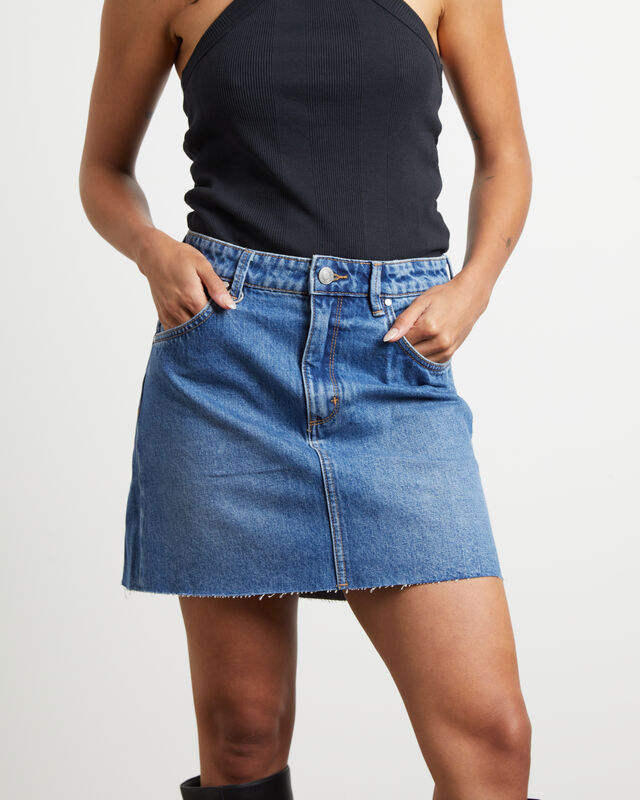 Darcy Denim Mini Skirt in Omen Blue, hi-res image number null