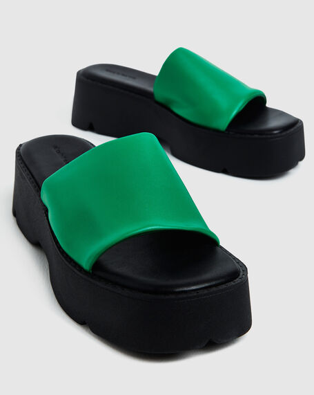 Freya Flatform Slides Fern Green/Black