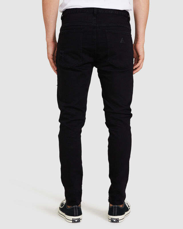 A Dropped Slim Turn Up Jeans Rogue Black, hi-res image number null