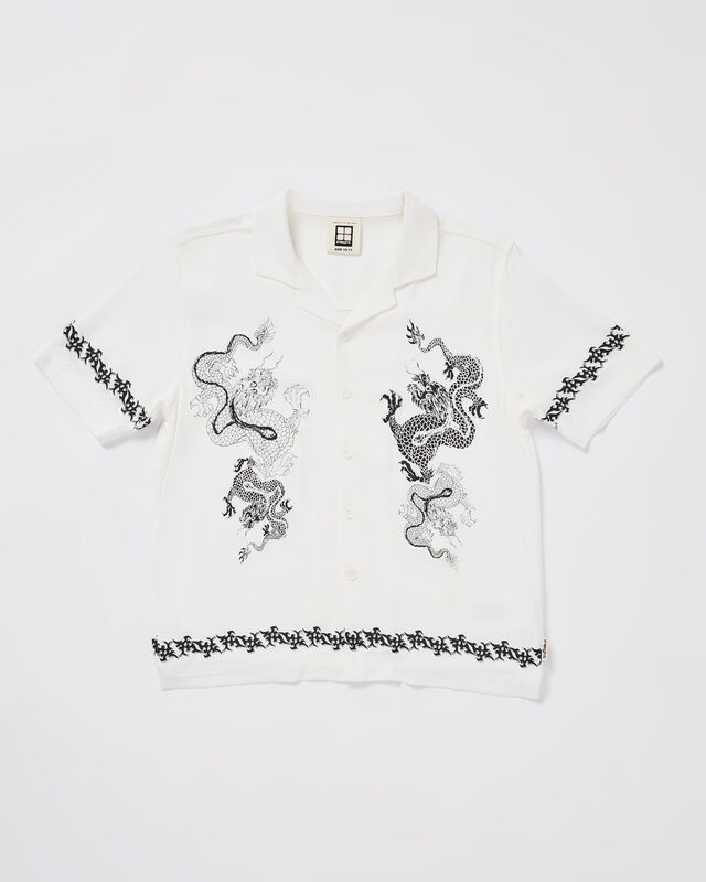 Teen Boys Draco Short Sleeve Resort Shirt in White, hi-res image number null