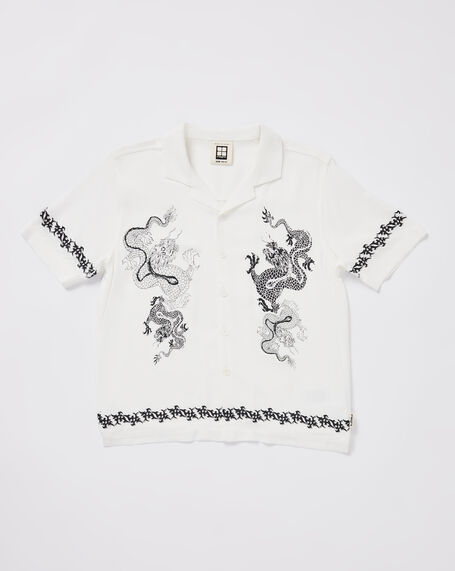 Teen Boys Draco Short Sleeve Resort Shirt in White
