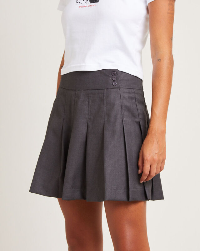 Aquarius Pleated Mini Skirt Charcoal, hi-res image number null