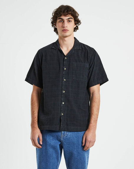 Tile Cord Bowler Short Sleeve Shirt in Sulphur Black