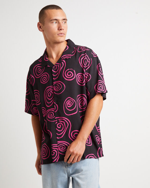 Hand Drawn S Short Sleeve Shirt in Black, hi-res image number null