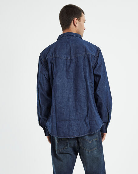 Relaxed Fit Western Long Sleeve Shirt Revere Blue