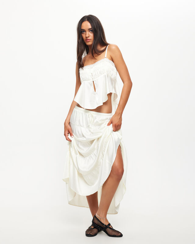 Keira Tiered Midi Skirt in Porcelain, hi-res image number null