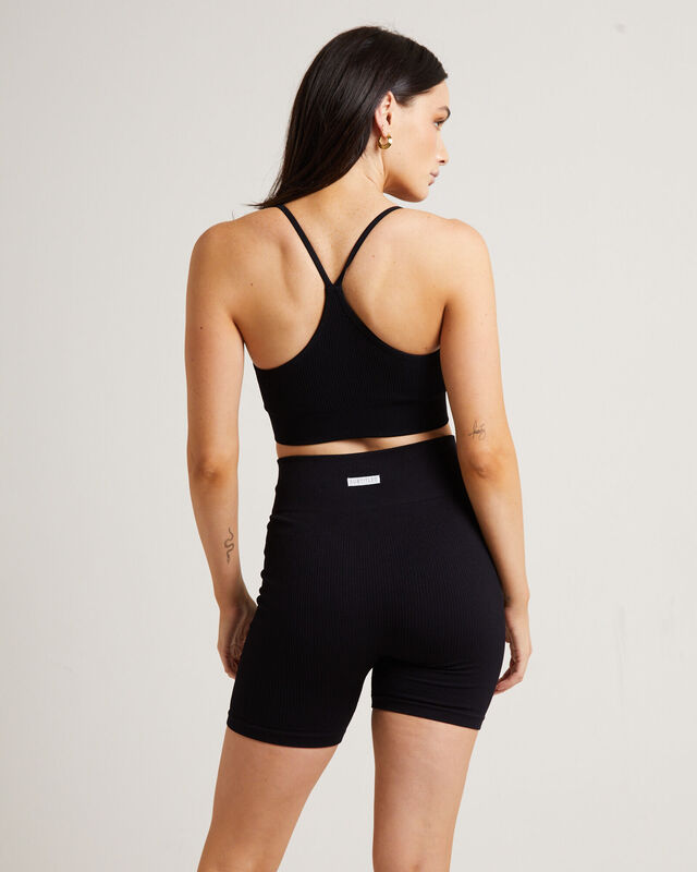 T Back Seamless Sports Bra in Black, hi-res image number null