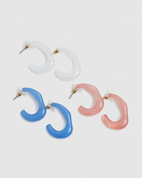 Candy Earrings White/Blue/Pink
