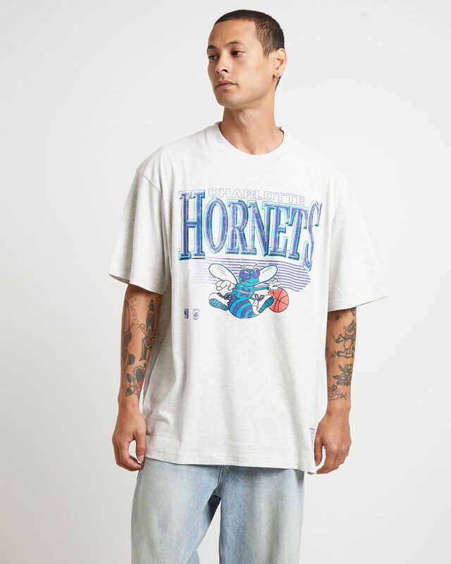 Underscore Hornets Short Sleeve T-Shirt in Silver Marle, hi-res image number null