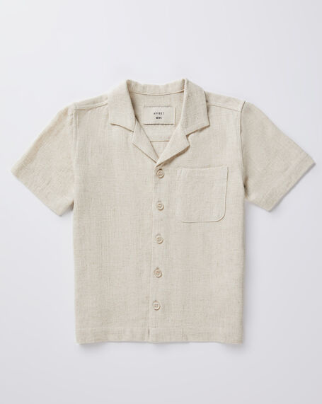 Boys Harrison Linen Short Sleeve Shirt in Natural