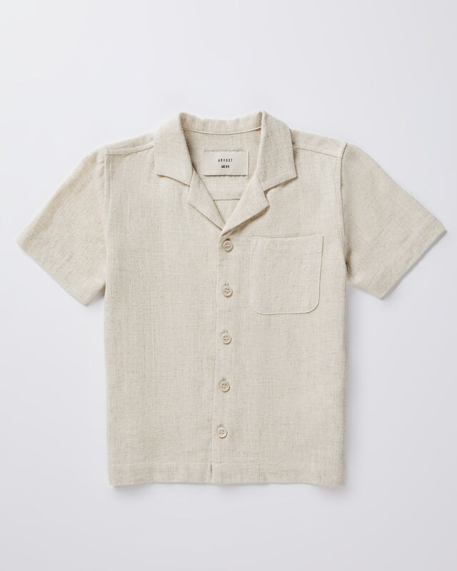 Boys Harrison Linen Short Sleeve Shirt in Natural, hi-res image number null
