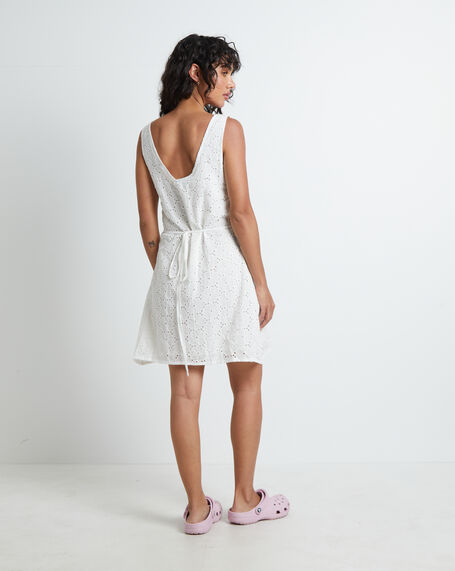 Primavera Tie Back Mini Dress in White Tart