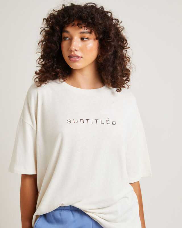 State Linen Oversized T-Shirt in Cream, hi-res image number null