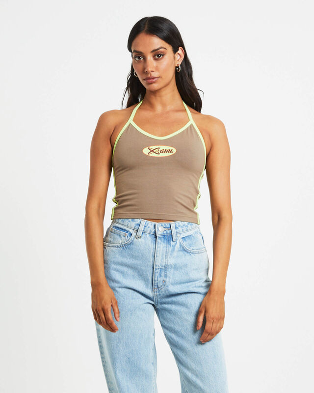 Infinity Halter Top in Taupe Brown, hi-res image number null