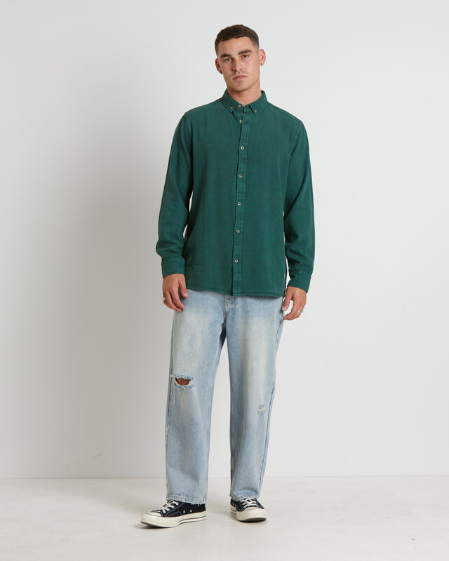Men At Work Oxford Long Sleeve Shirt in Trade Green, hi-res image number null