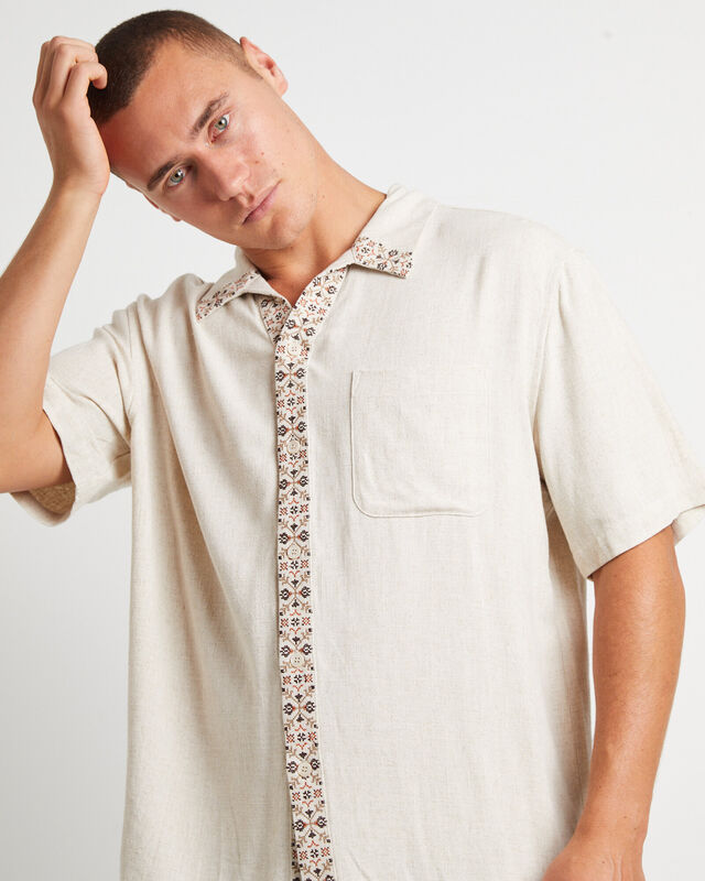 Mikey Short Sleeve Resort Shirt in Natural, hi-res image number null