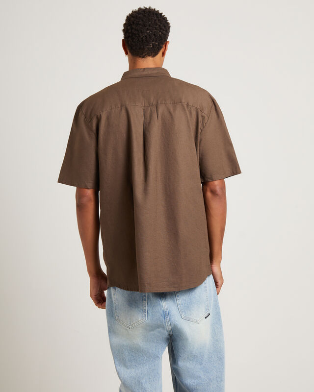 Lee Worker Short Sleeve Shirt in Linen Bark, hi-res image number null