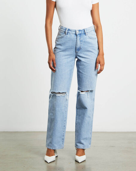Mid Rise Vintage Straight Leg Jeans in Garage Blue