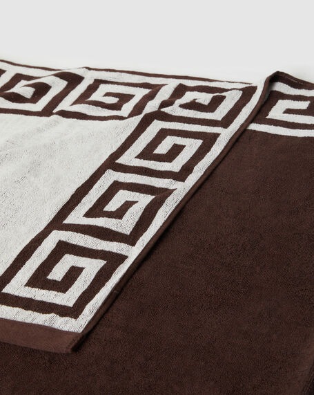Dune Jacquard Border Towel in Chocolate Brown