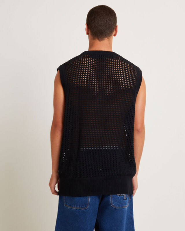 Lydo Net Knit Vest in Black, hi-res image number null