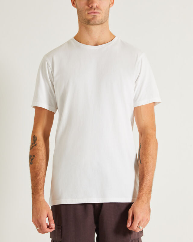 Basic Crew Neck Short Sleeve T-Shirt in White, hi-res image number null