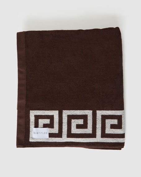 Dune Jacquard Border Towel in Chocolate Brown