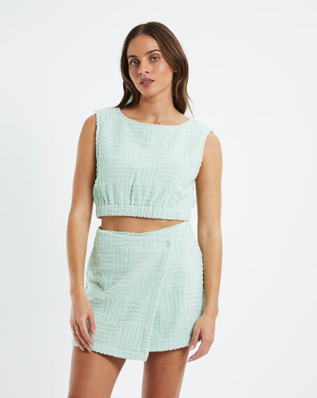 Ashby Terry Towelling Crop Top Green