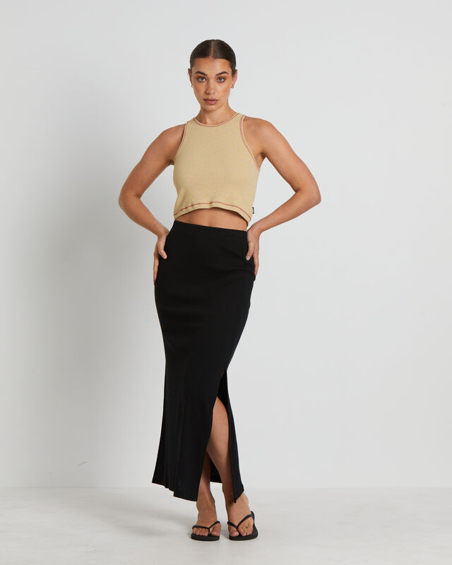 Dandy Pearly Recycled Rib Cropped Singlet in Camel, hi-res image number null
