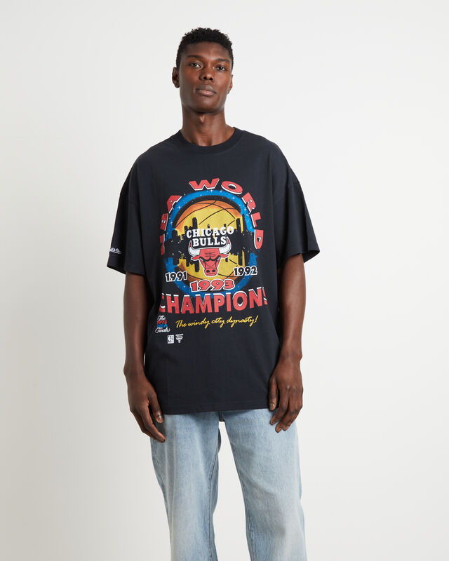 Bulls Finals Champions Short Sleeve T-Shirt in Faded Black, hi-res image number null