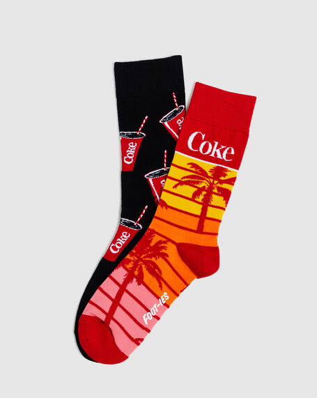 Coke Summer Sip Socks 2 Pack Assorted